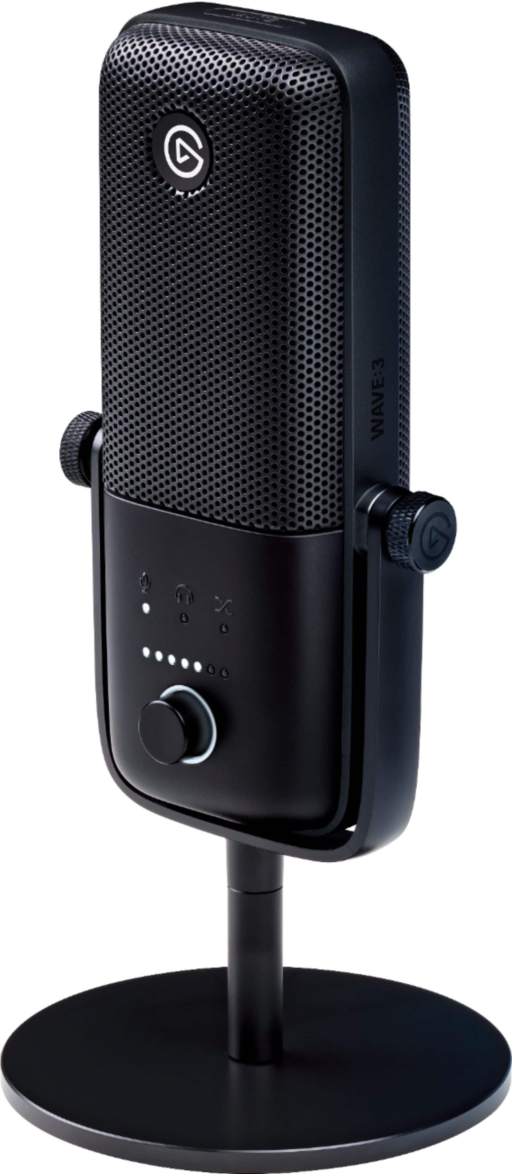 Elgato Wave3 microphone on adjustable stand with USB cable