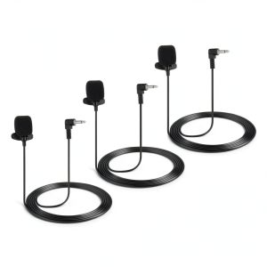 Lavalier Microphone 3 Pack Omnidirectional Clip On Lapel Mic-0
