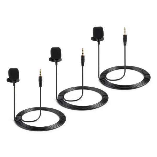 Lavalier Microphone 3 Pack Unidirectional Clip On Lapel Mic-0
