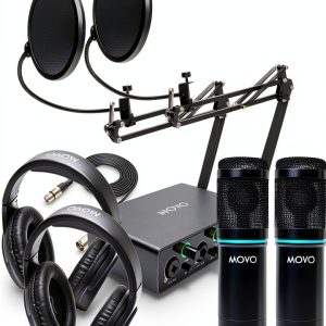Movo PodKit2AH Podcast Bundle Dual Interface Pro Mics-0