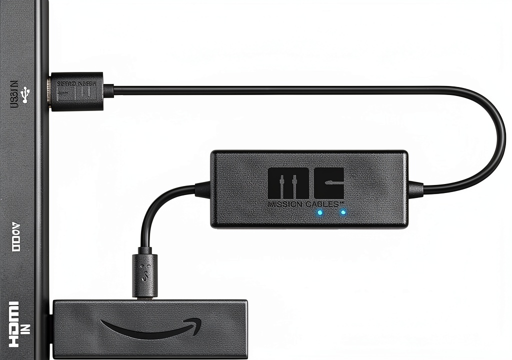 Pavo Fire TV Stick USB Power Cable connected to a TV