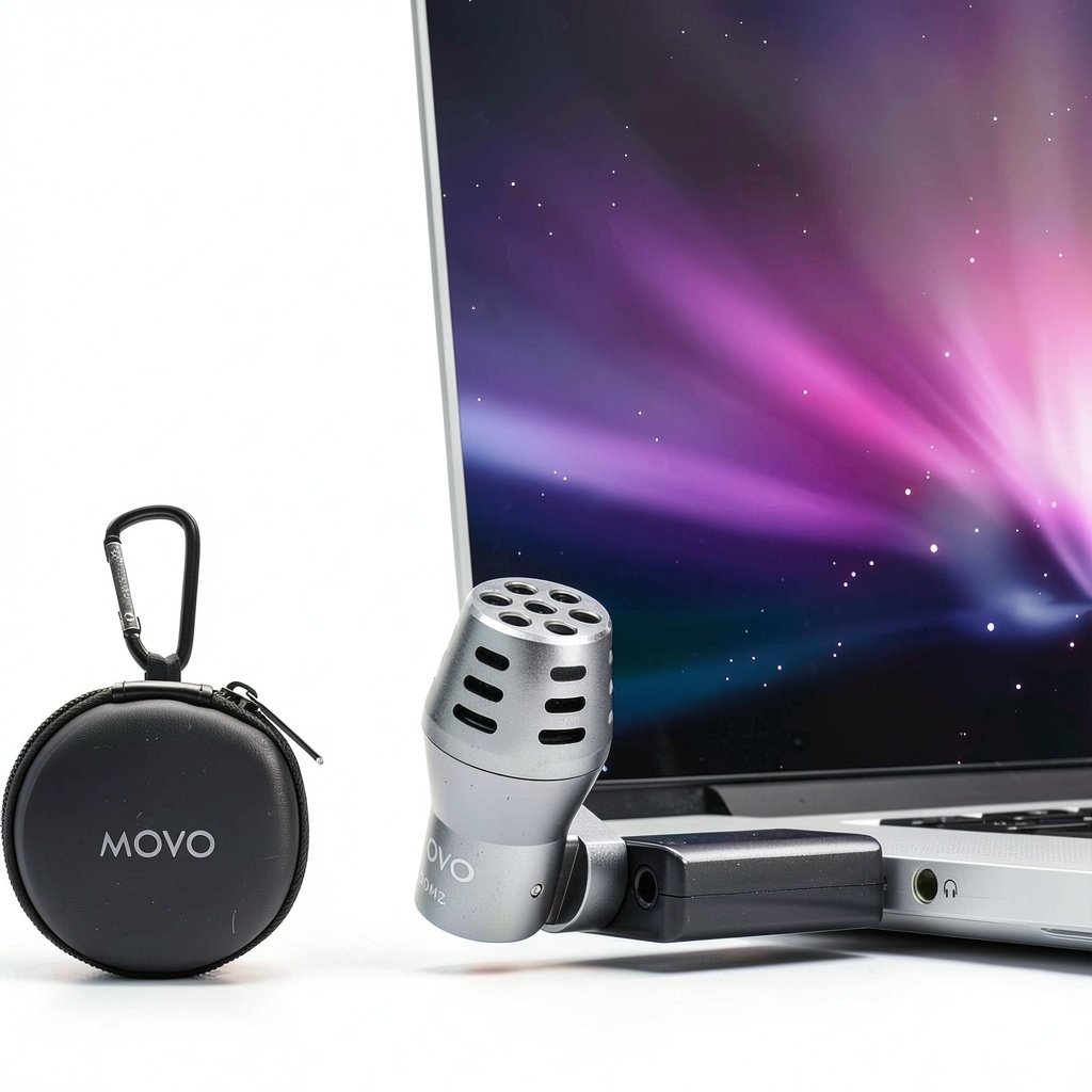 Movo DOM2-USB Mini Microphone connected to a laptop during a video call