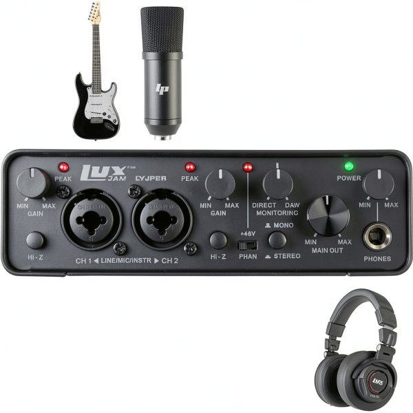 LyxJam USB Audio Interface Studio Bundle Recording Mic-1