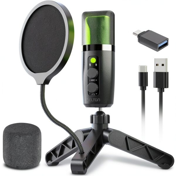 RGB Wired Microphone USB Plug Play AI Noise Filtering-0