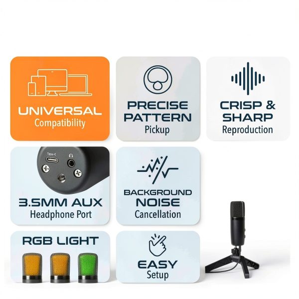 RGB Wired Microphone USB Plug Play AI Noise Filtering-2