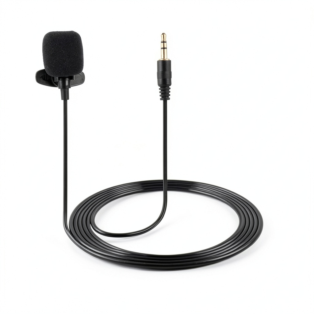 Installing Pavo Lavalier Lapel Microphone Condenser Collar Mic for on a wooden desk