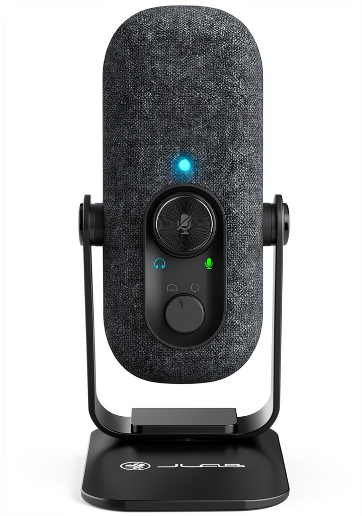JLab Go Talk USB Microphone connected to a laptop for recording